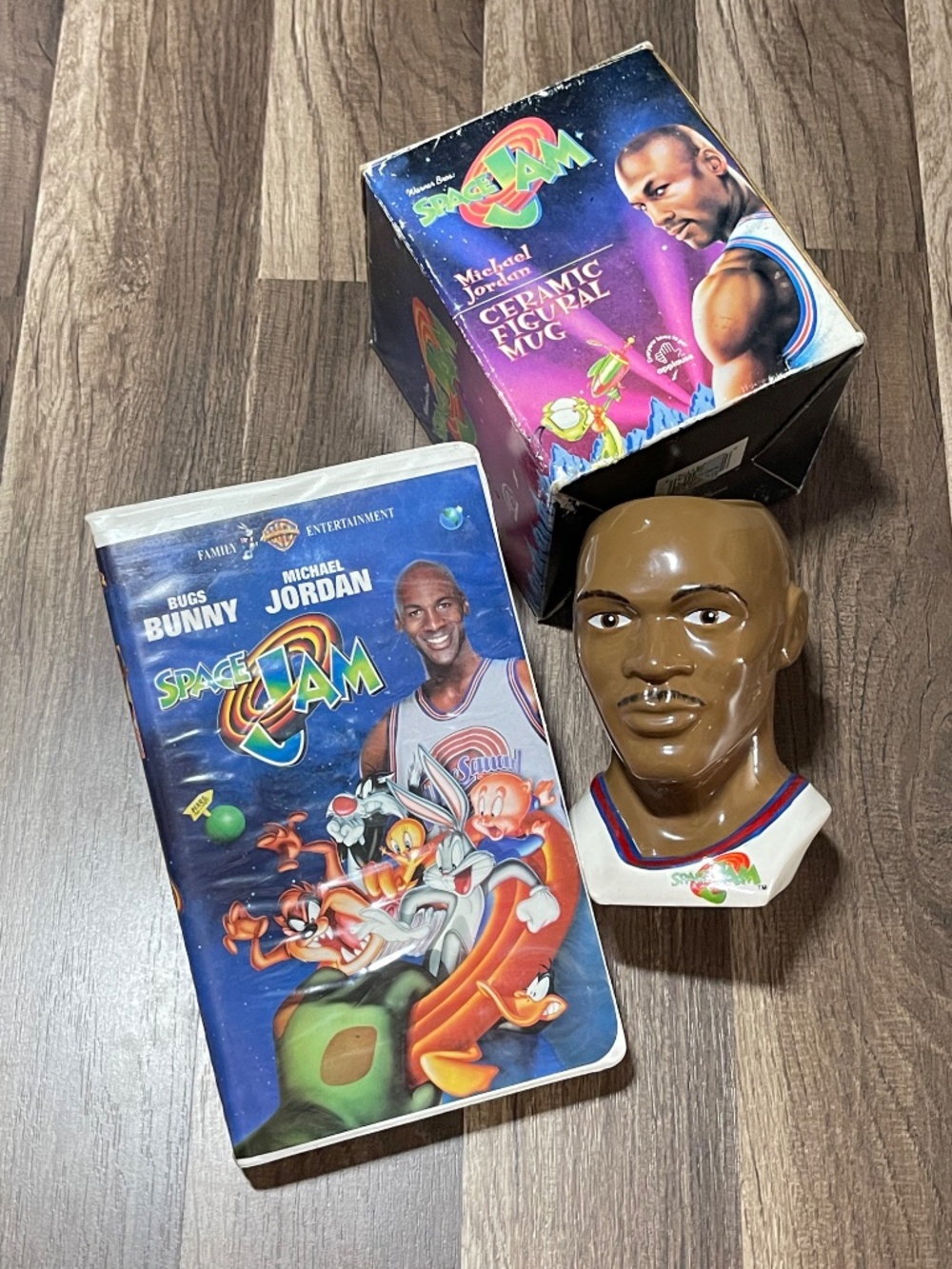 Sapce Jam Micheal Jordan Mug and Space Jam VHS